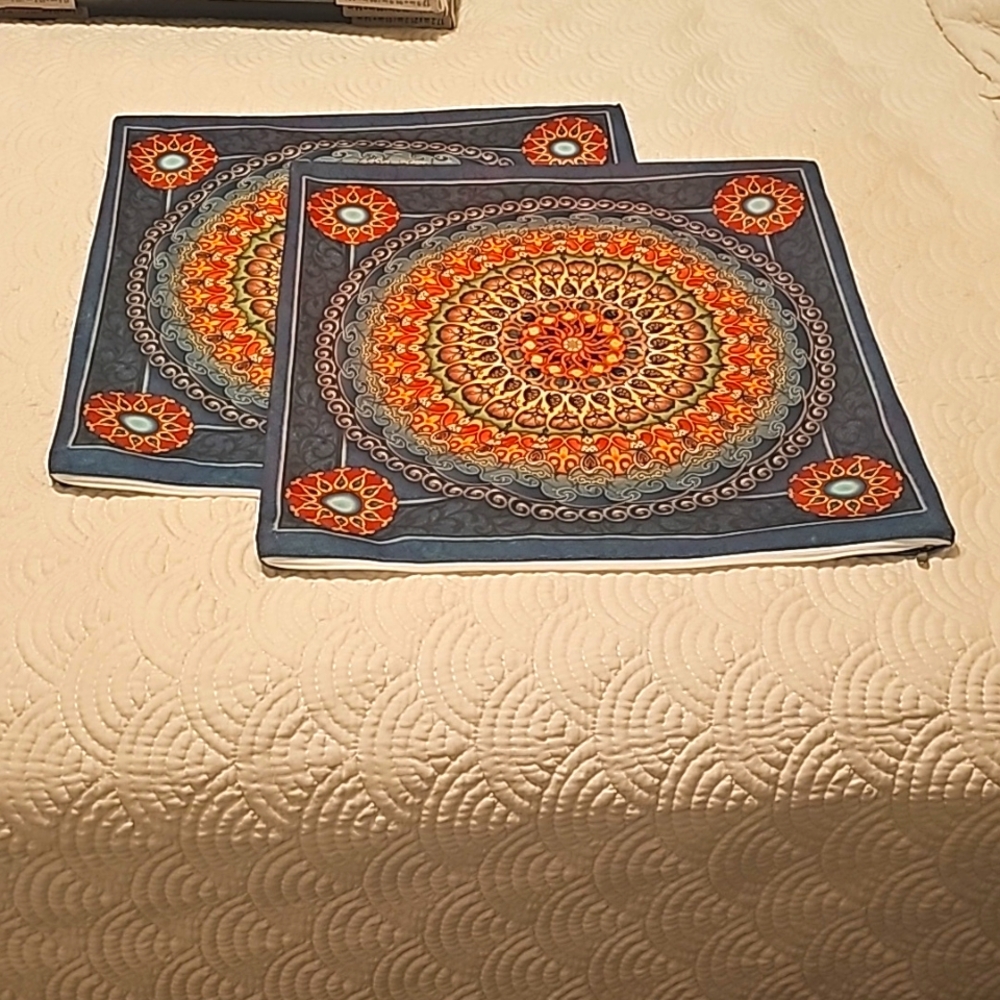 Set of Ethnic Pillow Covers 18x18 Multi Colored